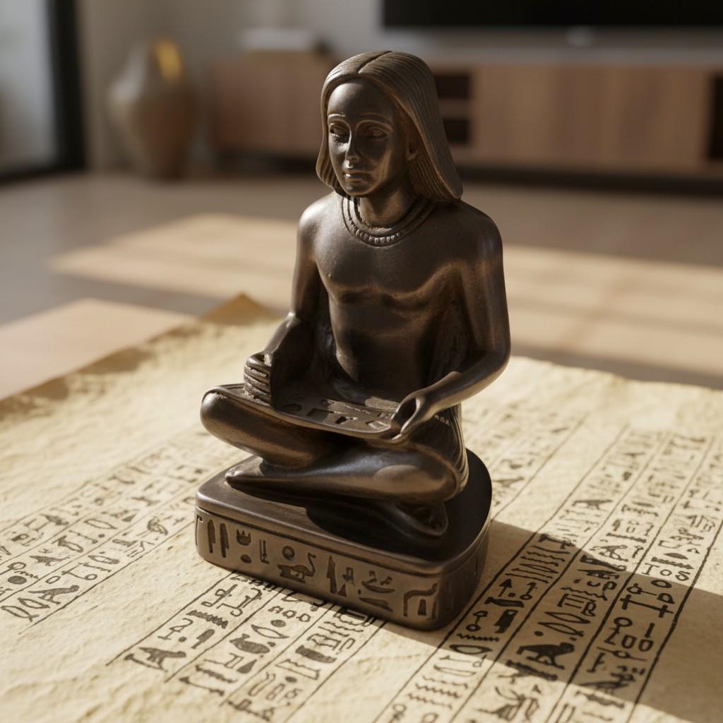 Handmade Scribe Statue, Ancient Egypt Artifact Replica, Museum Style Decor