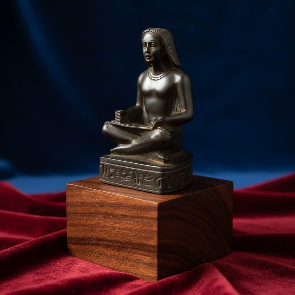 Handmade Scribe Statue, Ancient Egypt Artifact Replica, Museum Style Decor