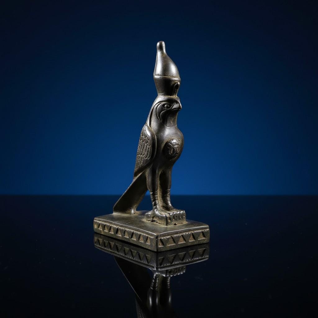Handmade Horus Statue, Ancient Egyptian Falcon Deity Sculpture, Mythology Decor