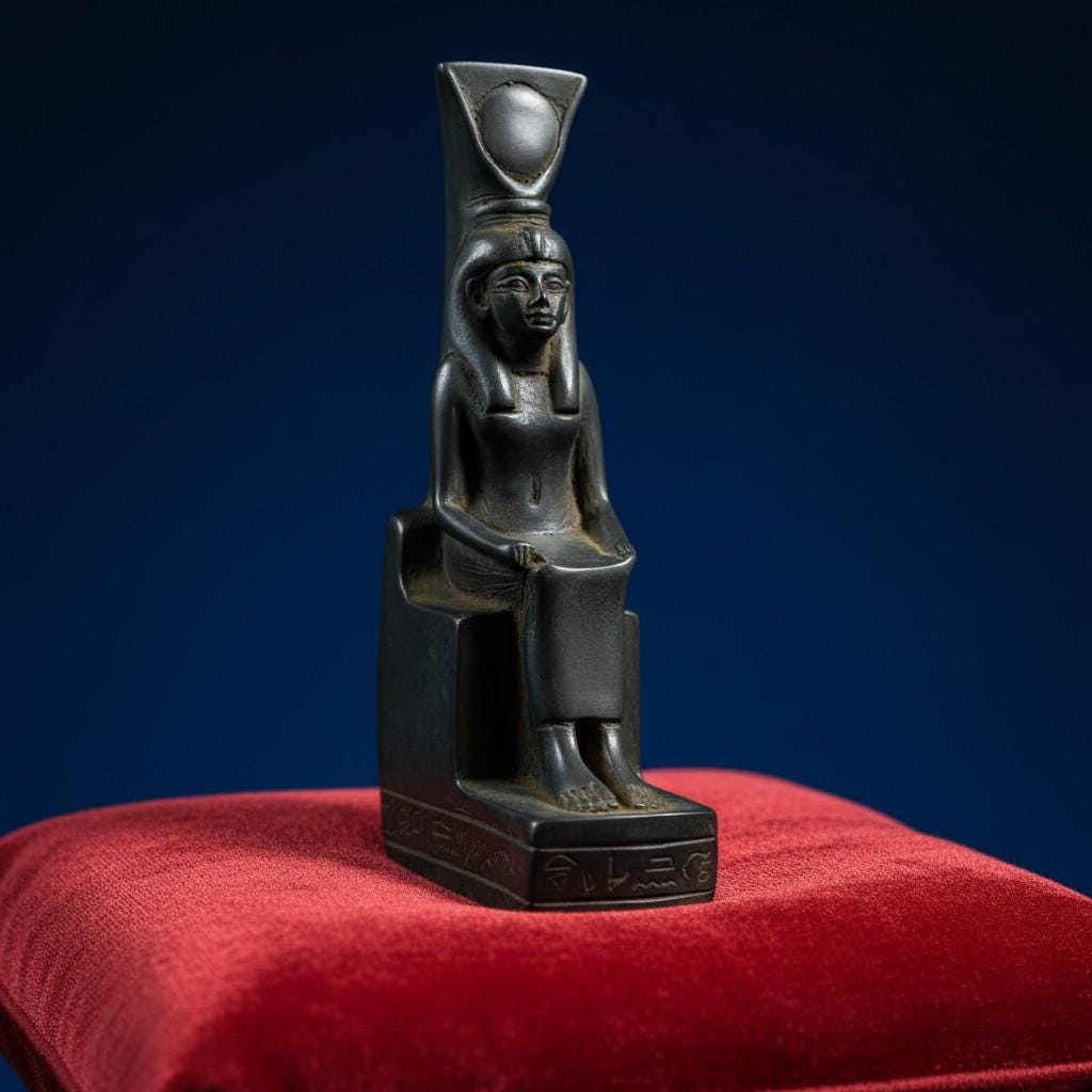 Handmade Goddess Hathor Statue, Ancient Egyptian Sculpture, Sacred Divine Art, Spiritual Decor