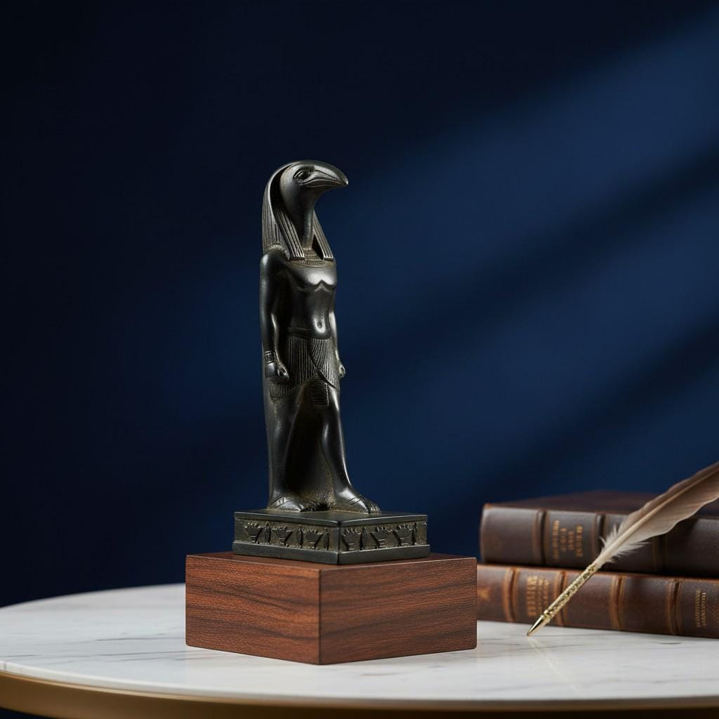 Handmade Thoth Statue, Egyptian God of Wisdom, Scribe Deity Sculpture, Ancient Egypt Decor