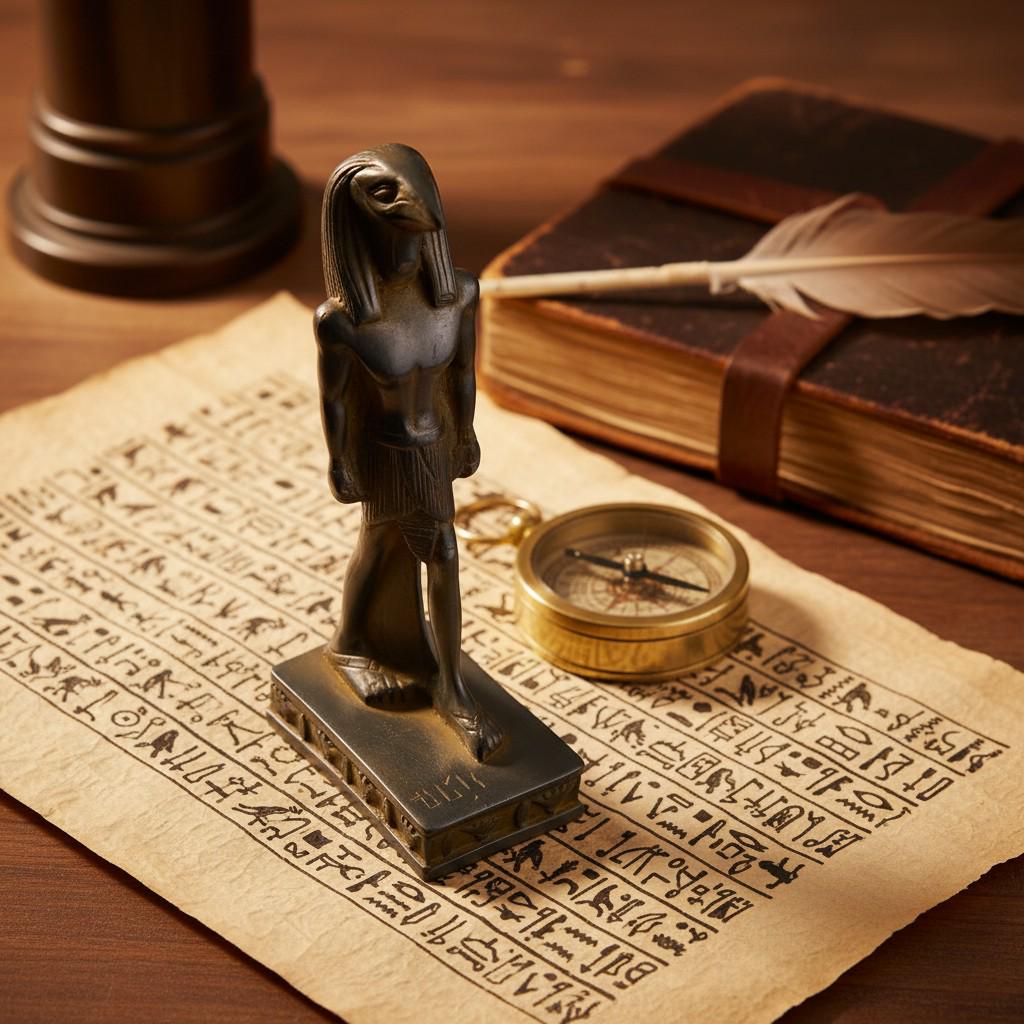 Handmade Thoth Statue, Egyptian God of Wisdom, Scribe Deity Sculpture, Ancient Egypt Decor