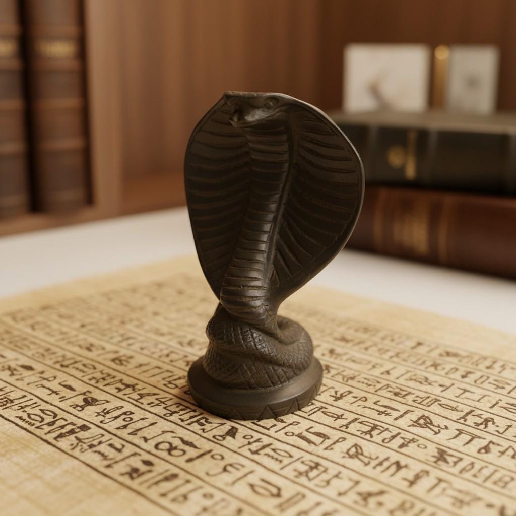 Handmade Wadjet Cobra Statue, Egyptian Snake Figurine, Ancient Altar Talisman