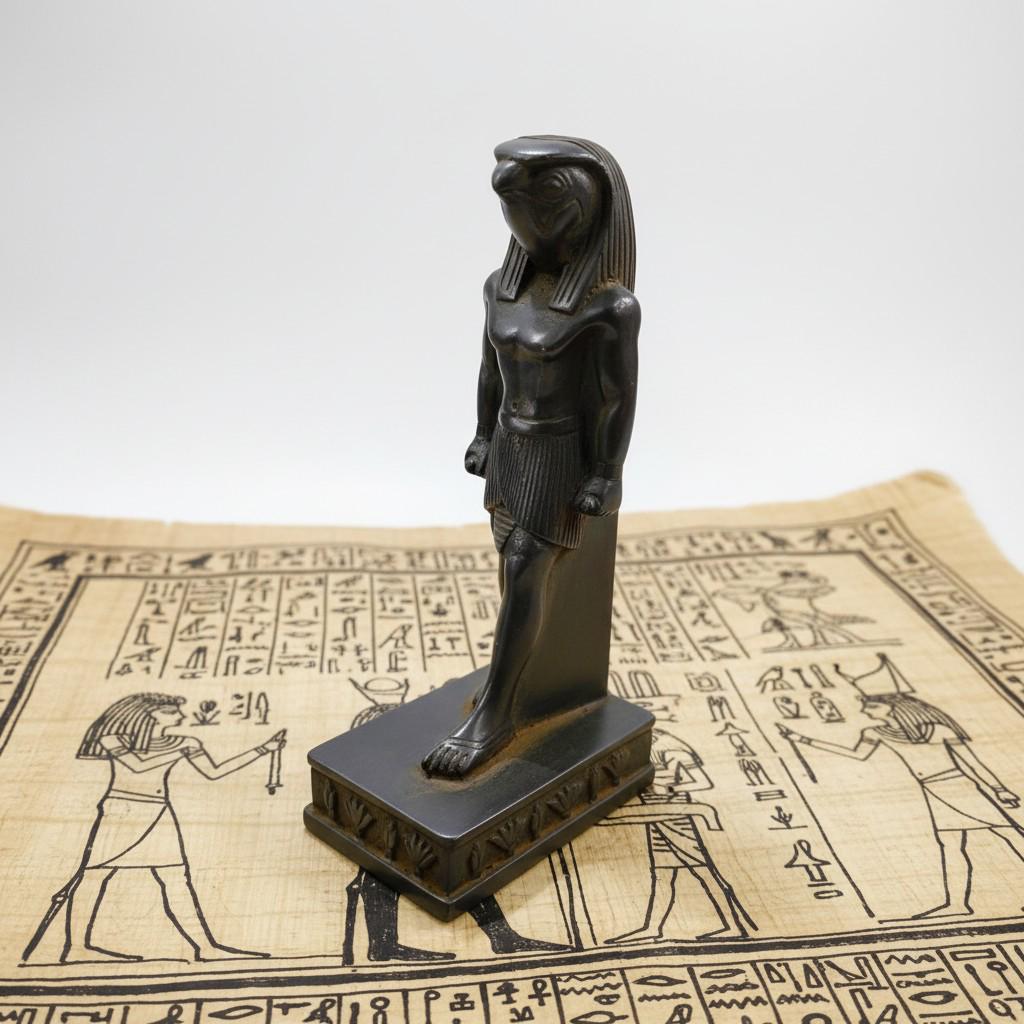 Handmade Horus Statue, Ancient Egyptian Falcon Deity Sculpture, Mythology Decor