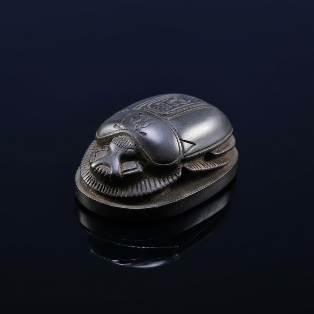 Handmade Scarab Statue, Egyptian Revival Mythology Art, Spiritual Talisman Sculpture