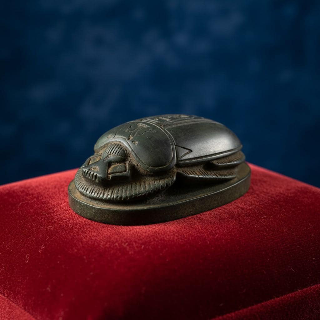 Handmade Scarab Statue, Egyptian Revival Mythology Art, Spiritual Talisman Sculpture