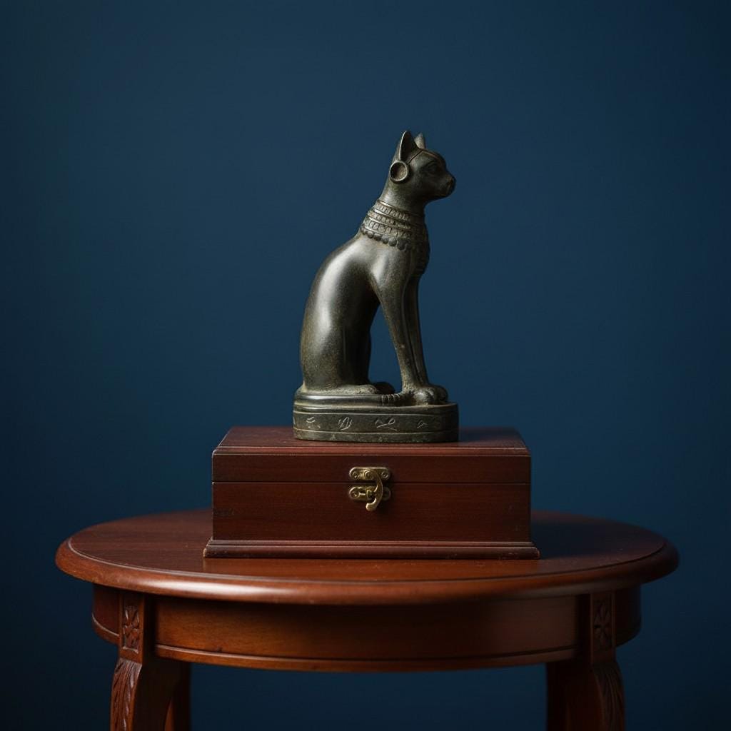 Handmade Egyptian Bastet Cat Goddess Statue, Ancient Goddess Sculpture, Museum Style Decor