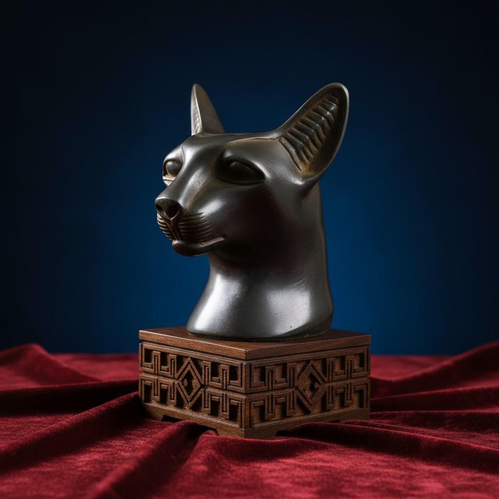 Handmade Egyptian Bastet Cat Goddess Statue, Ancient Goddess Sculpture, Museum Style Decor