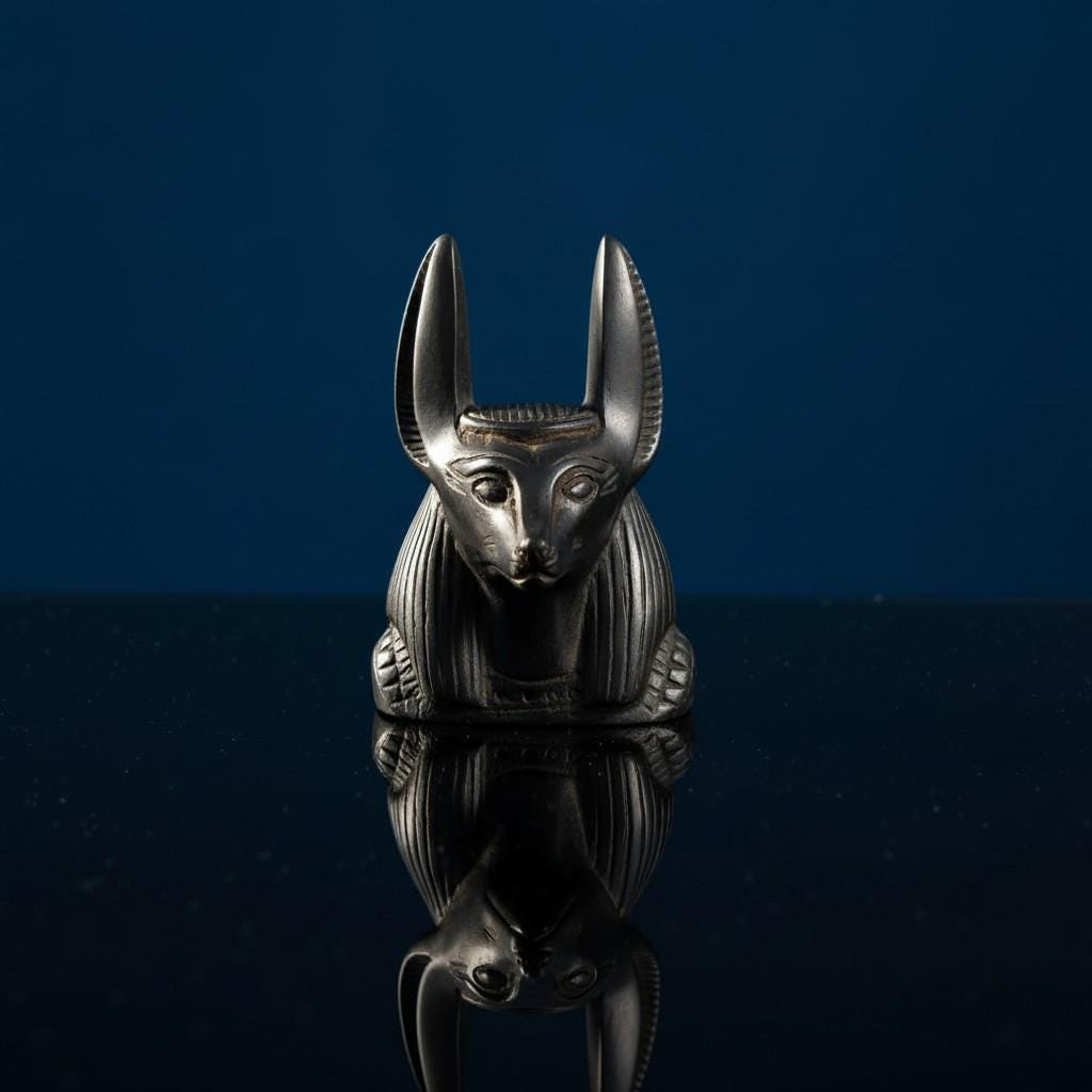 Handmade Anubis Statue, Egyptian God Sculpture, Ancient Egypt Decor, Mythology Art, Gothic Talisman