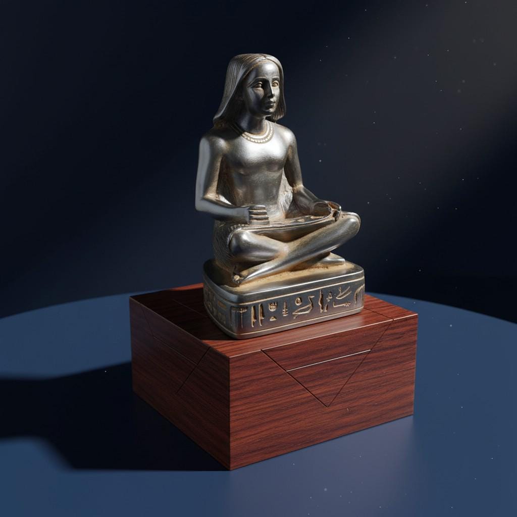 Handmade Scribe Statue, Ancient Egypt Artifact Replica, Museum Style Decor
