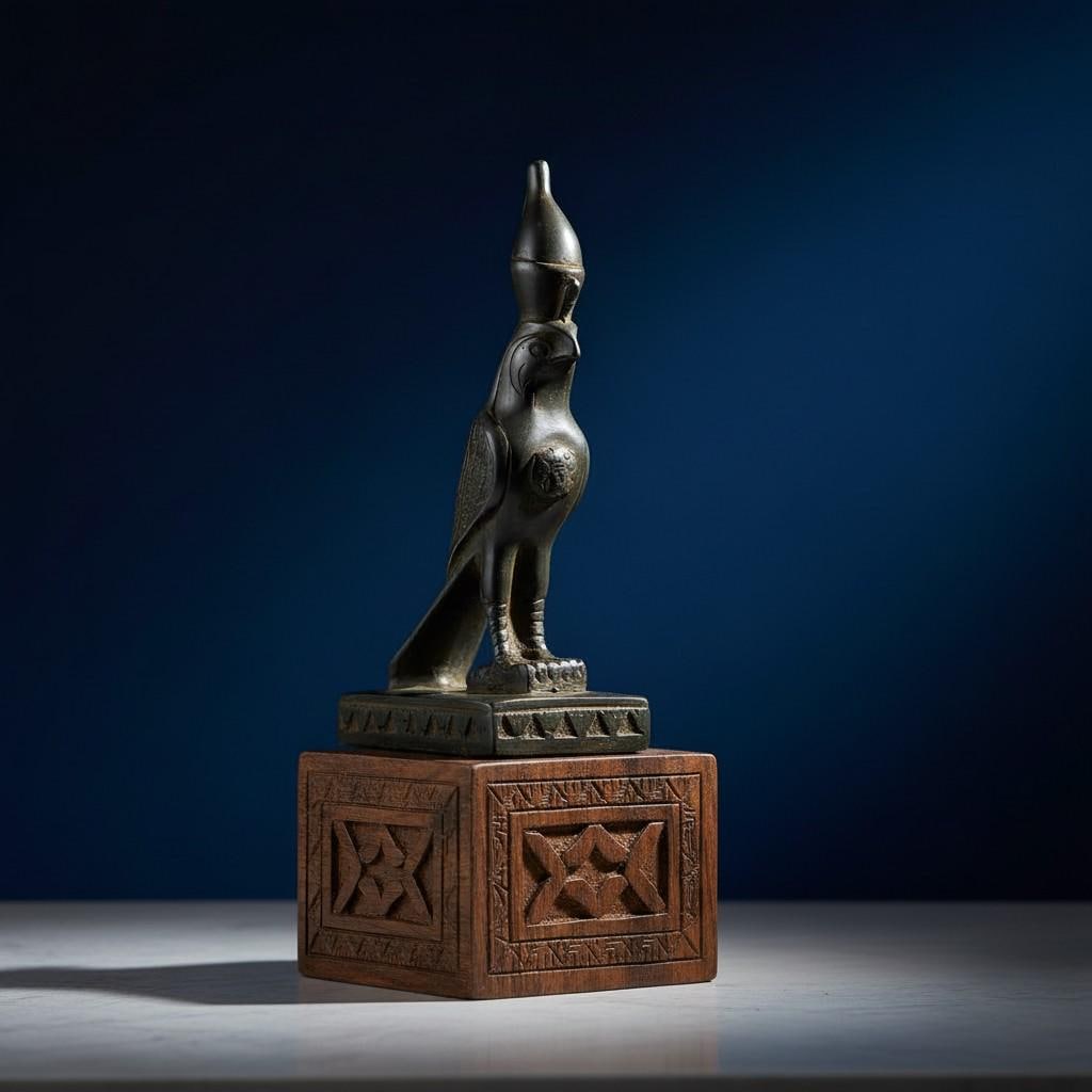 Handmade Horus Statue, Ancient Egyptian Falcon Deity Sculpture, Mythology Decor