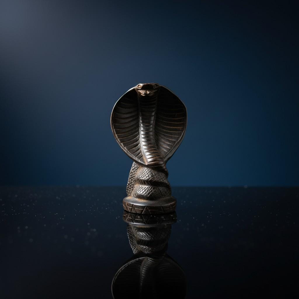 Handmade Wadjet Cobra Statue, Egyptian Snake Figurine, Ancient Altar Talisman