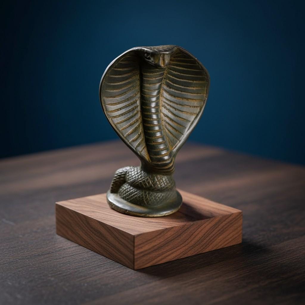 Handmade Wadjet Cobra Statue, Egyptian Snake Figurine, Ancient Altar Talisman