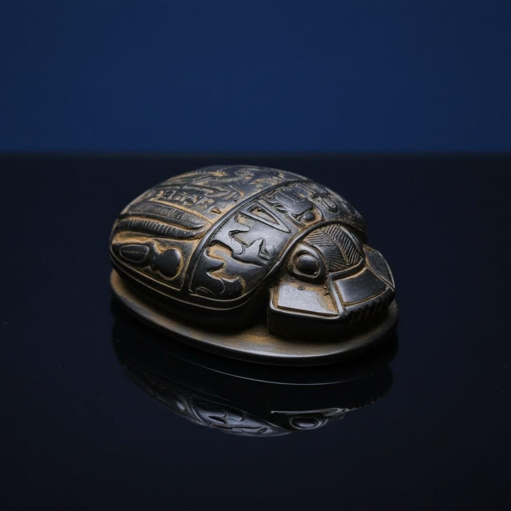 Handmade Scarab Statue, Egyptian Revival Mythology Art, Spiritual Talisman Sculpture