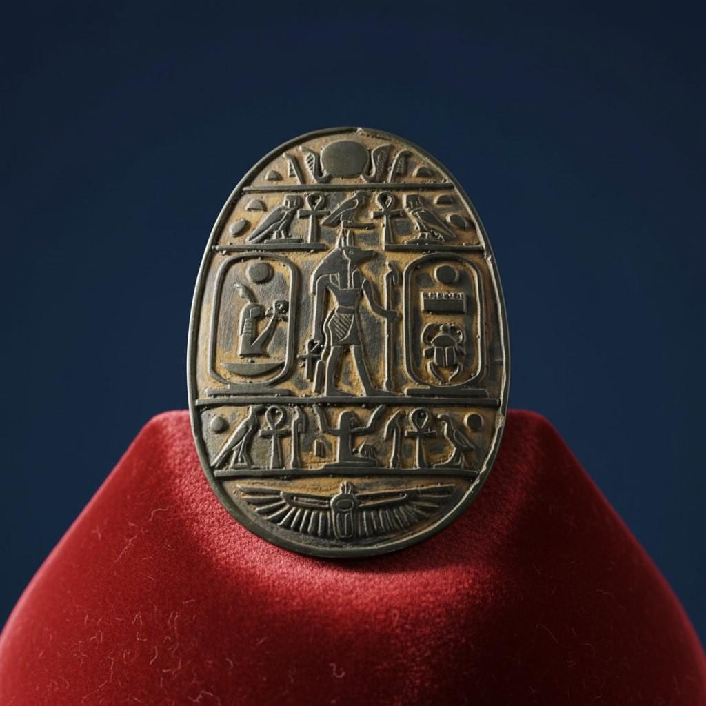 Handmade Scarab Statue, Egyptian Revival Mythology Art, Spiritual Talisman Sculpture