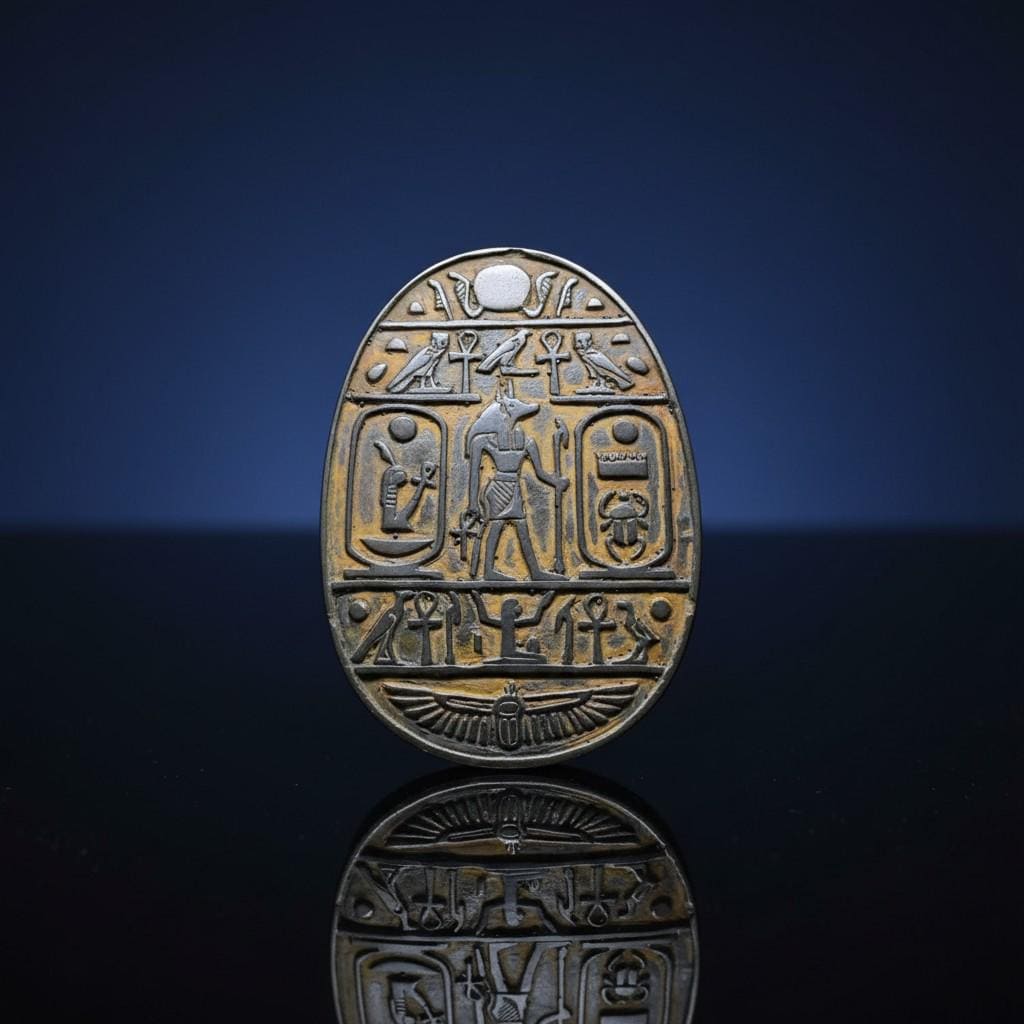 Handmade Scarab Statue, Egyptian Revival Mythology Art, Spiritual Talisman Sculpture