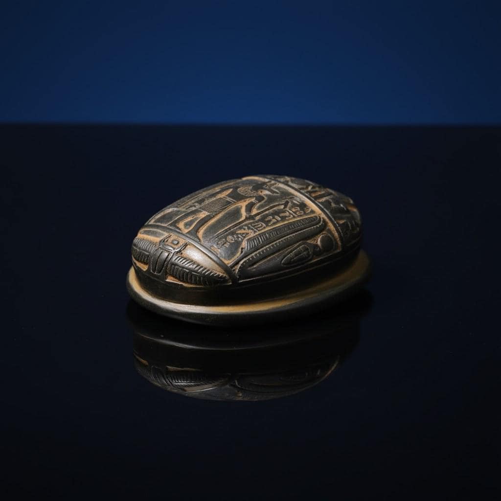 Handmade Scarab Statue, Egyptian Revival Mythology Art, Spiritual Talisman Sculpture