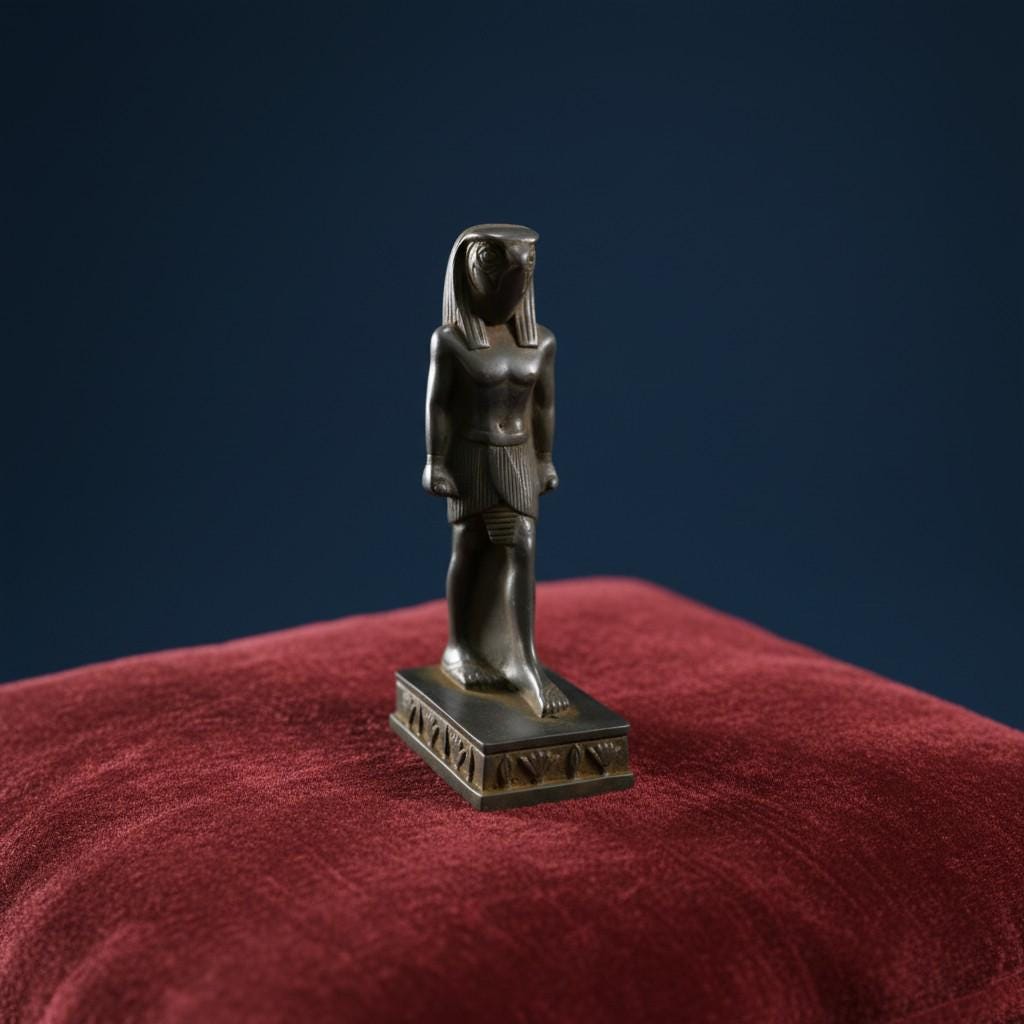 Handmade Horus Statue, Ancient Egyptian Falcon Deity Sculpture, Mythology Decor