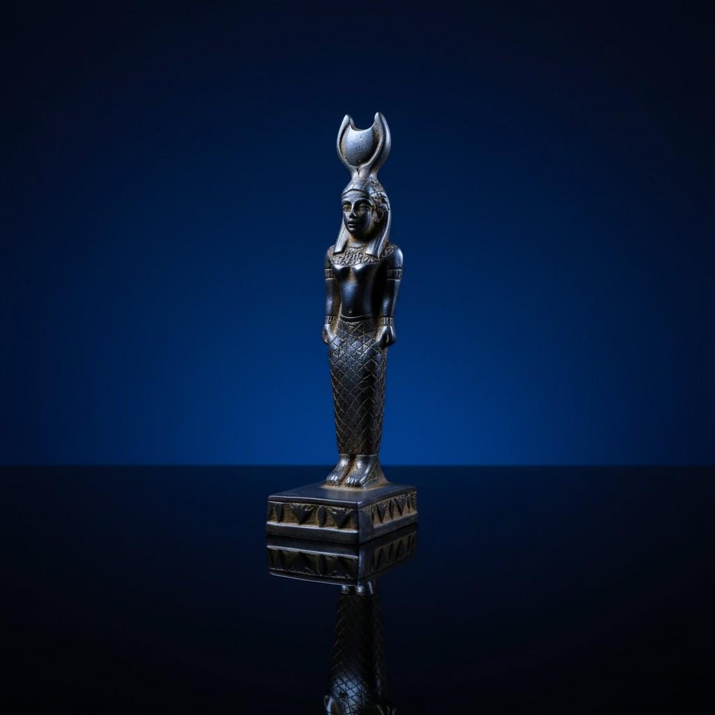 Handmade Goddess Hathor Statue, Ancient Egyptian Sculpture, Sacred Divine Art, Spiritual Decor