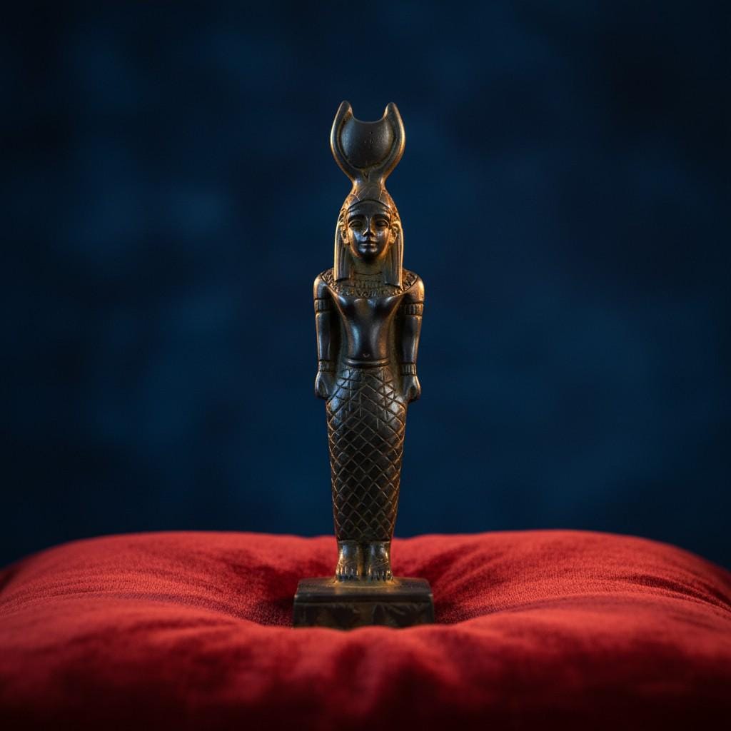 Handmade Goddess Hathor Statue, Ancient Egyptian Sculpture, Sacred Divine Art, Spiritual Decor