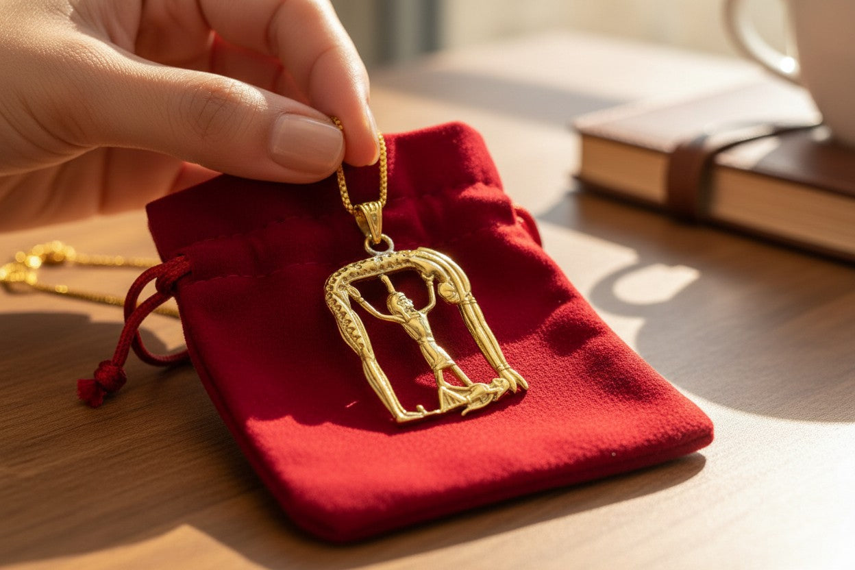 Gold Ged Shu Nut Necklace, Ancient Egyptian Sky Goddess Pendant, Mythology Jewelry, Divine Talisman Gift For Her Him