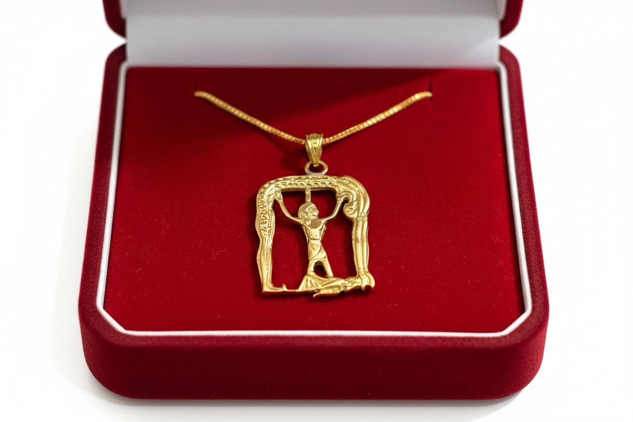 Gold Ged Shu Nut Necklace, Ancient Egyptian Sky Goddess Pendant, Mythology Jewelry, Divine Talisman Gift For Her Him