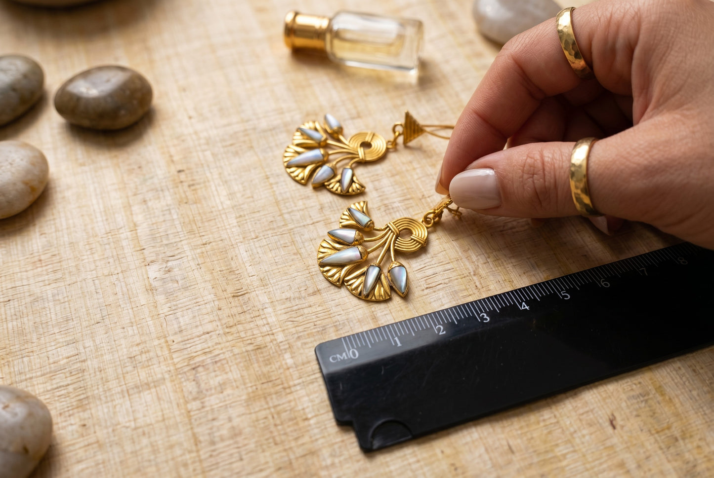 Gold Mother of Pearl Lotus Flower Earrings, Egyptian Revival Earrings, Lotus Jewelry, Sacred Egyptian Symbol, Divine Talisman, Handmade Gift for Her
