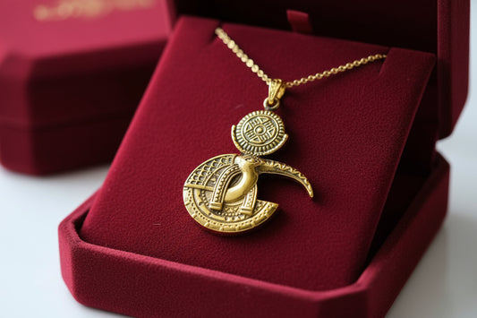 Gold Thoth Pendant Necklace, Egyptian Revival Talisman