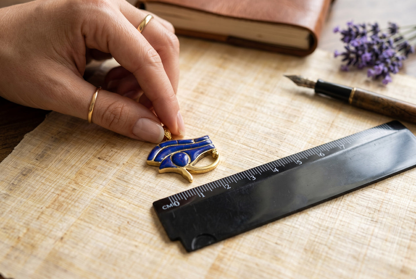 Gold Eye Of Horus Lapis Lazuli Necklace, Egyptian Jewelry, Gift For men and Women