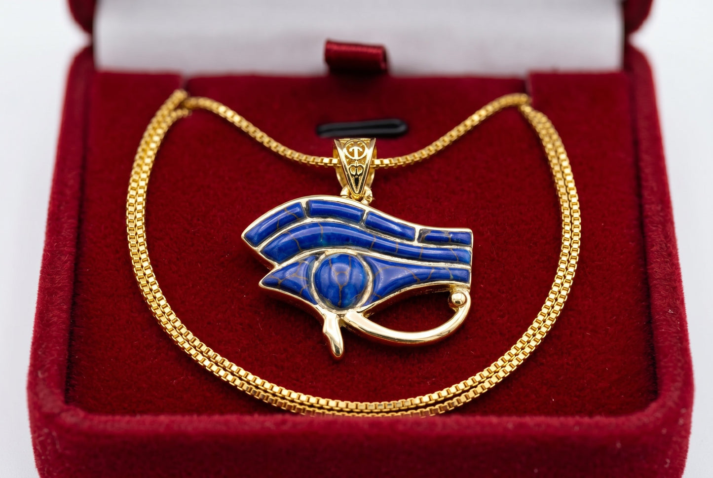 Gold Eye Of Horus Lapis Lazuli Necklace, Egyptian Jewelry, Gift For men and Women