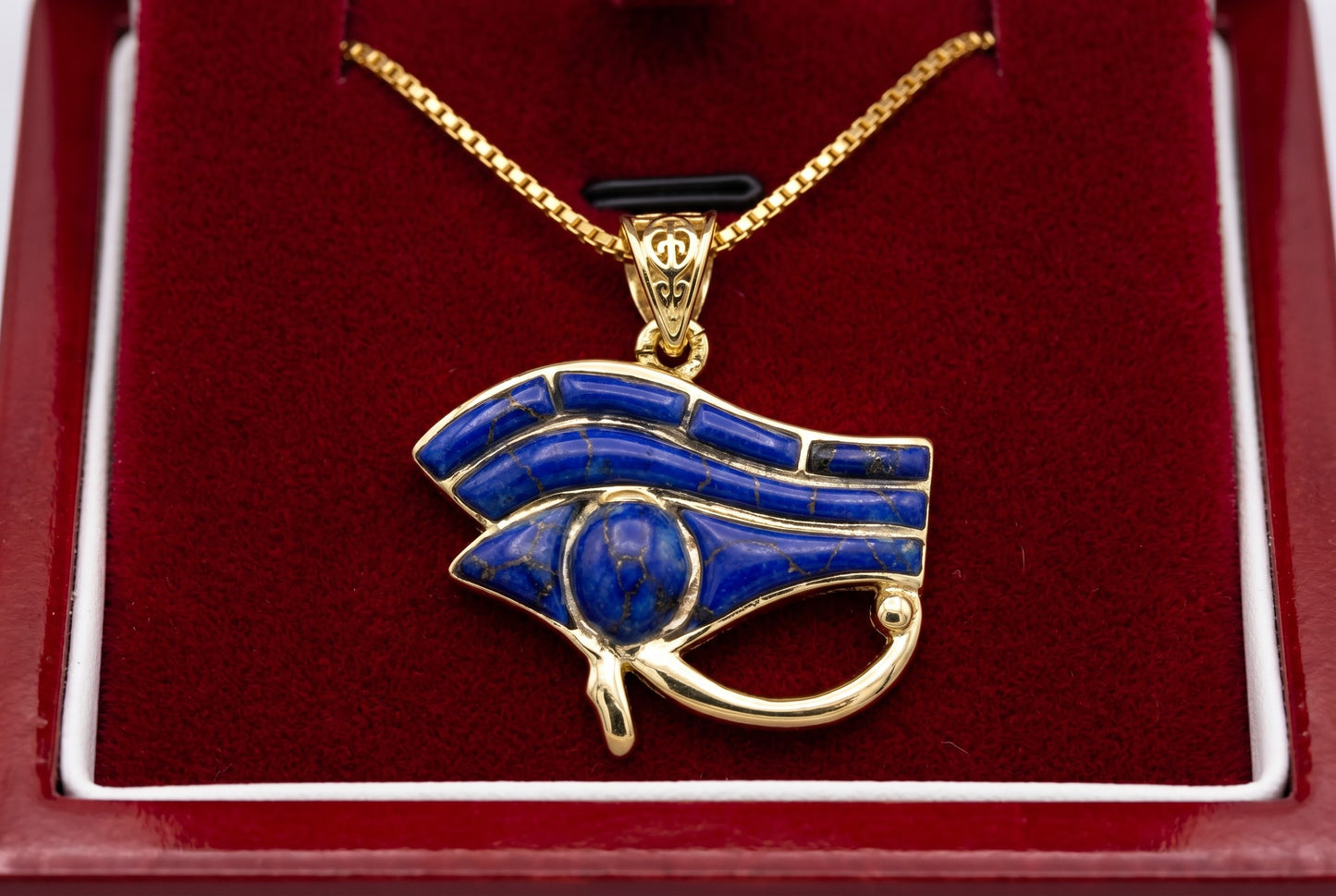 Gold Eye Of Horus Lapis Lazuli Necklace, Egyptian Jewelry, Gift For men and Women