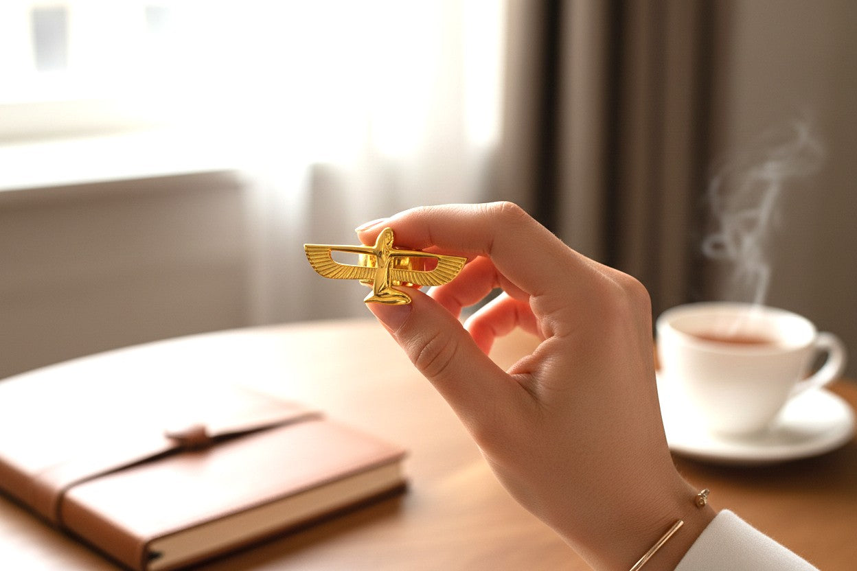 Gold Goddess Isis Ring, Egyptian Jewelry, Adjustable Divine Minimalist Gift