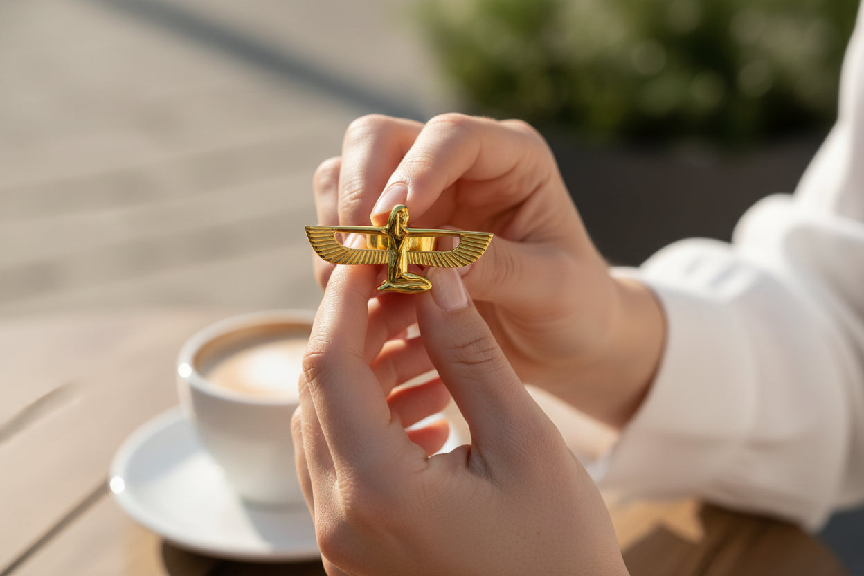 Gold Goddess Isis Ring, Egyptian Jewelry, Adjustable Divine Minimalist Gift