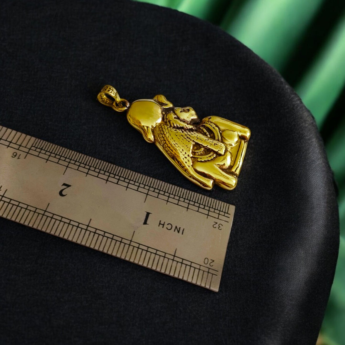 Gold Sekhmet Pendant, Egyptian Revival Necklace
