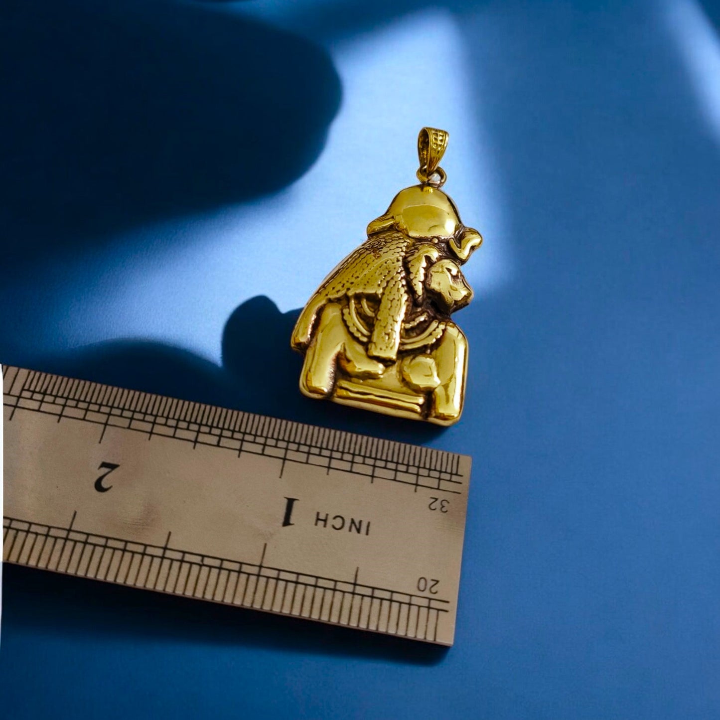 Gold Sekhmet Pendant, Egyptian Revival Necklace