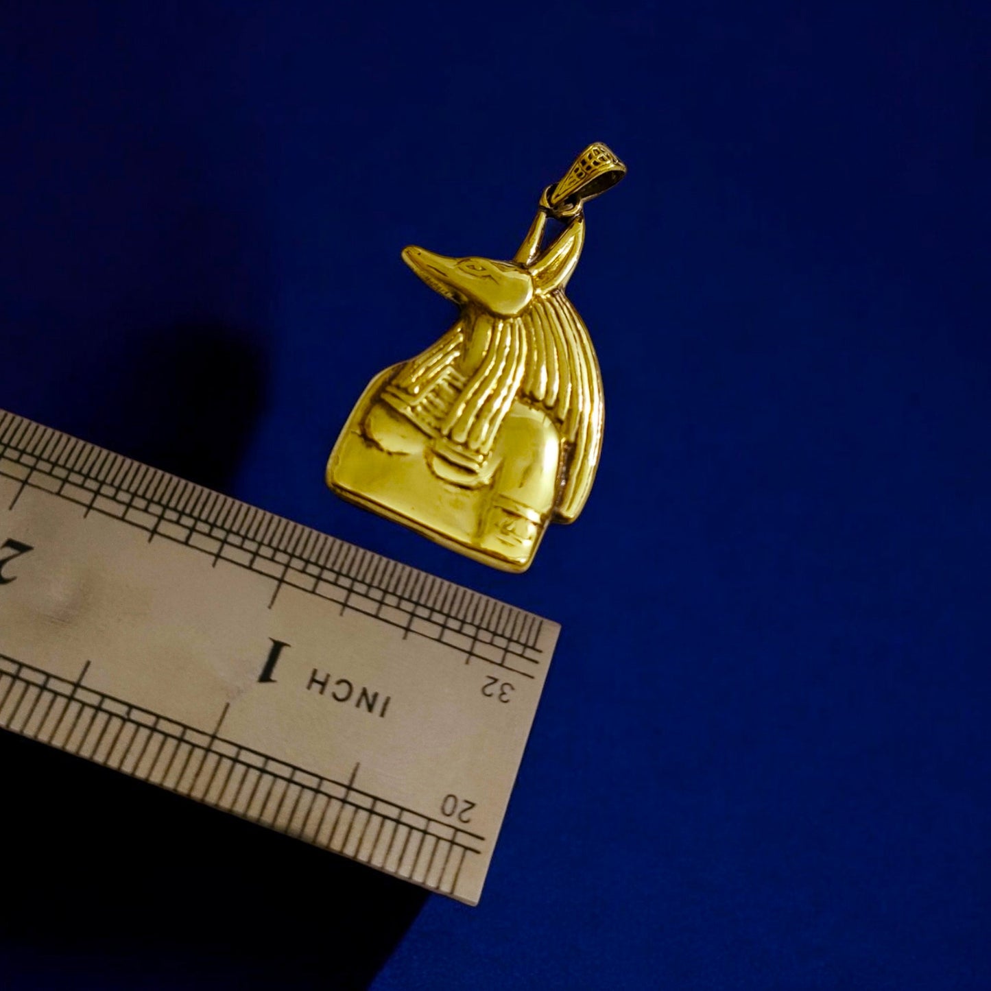 Gold Anubis Pendant Necklace, Handmade Egyptian Revival Jewelry