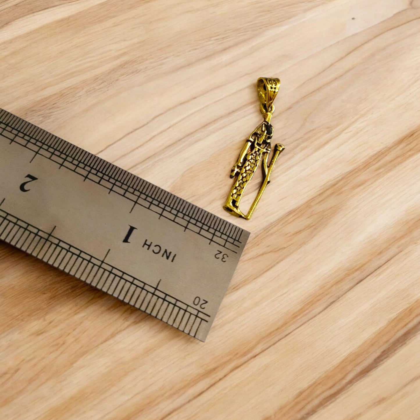 Gold Goddess Maat Pendant Necklace, Egyptian Revival Talisman