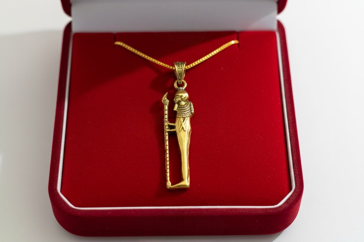 Gold God Ptah Necklace, Ancient Egyptian Ptah Pendant, Creator God Amulet, Egyptian Revival Jewelry, Spiritual Talisman Gift, Divine Minimalist Necklace