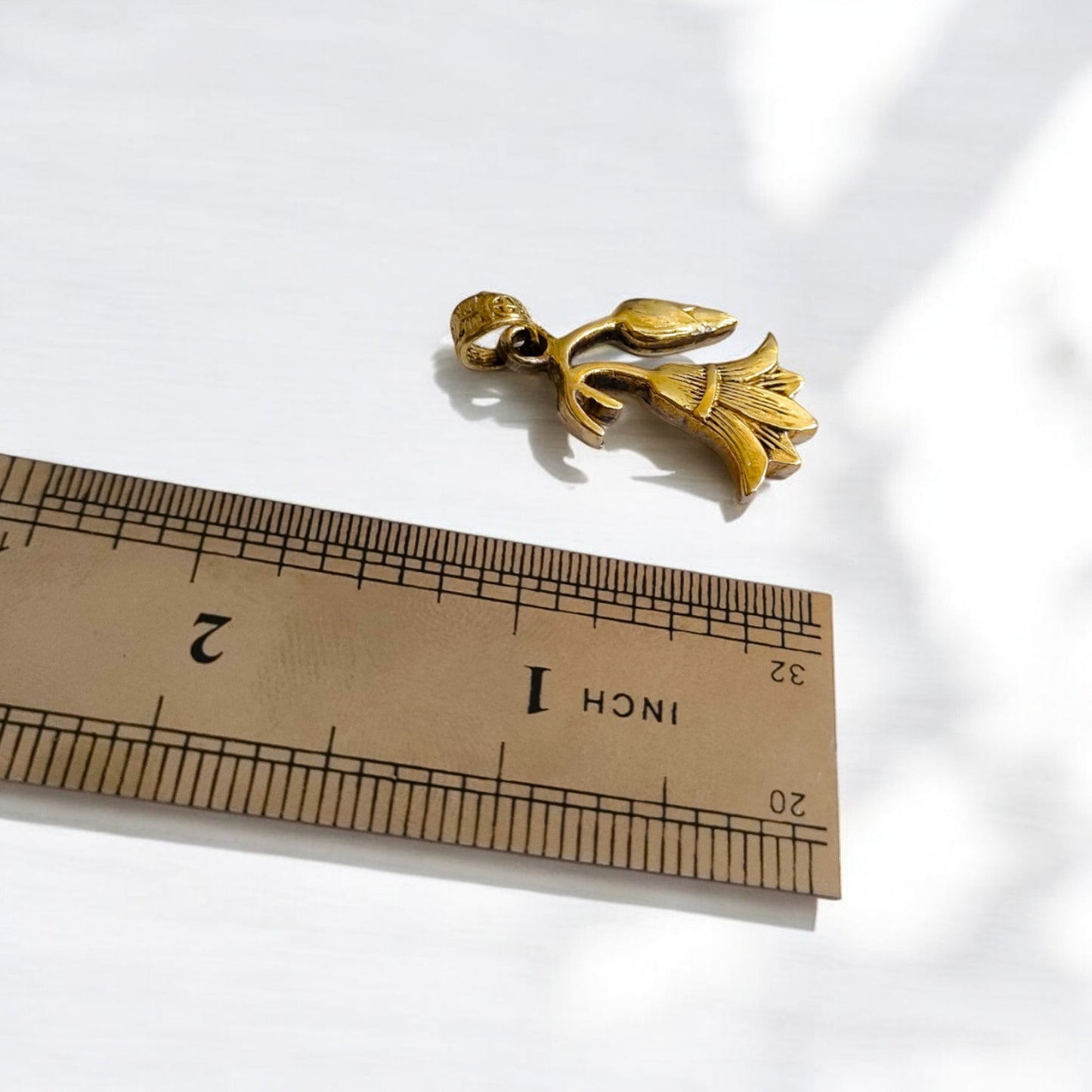 Gold Lotus Flower Pendant, Egyptian Revival Necklace