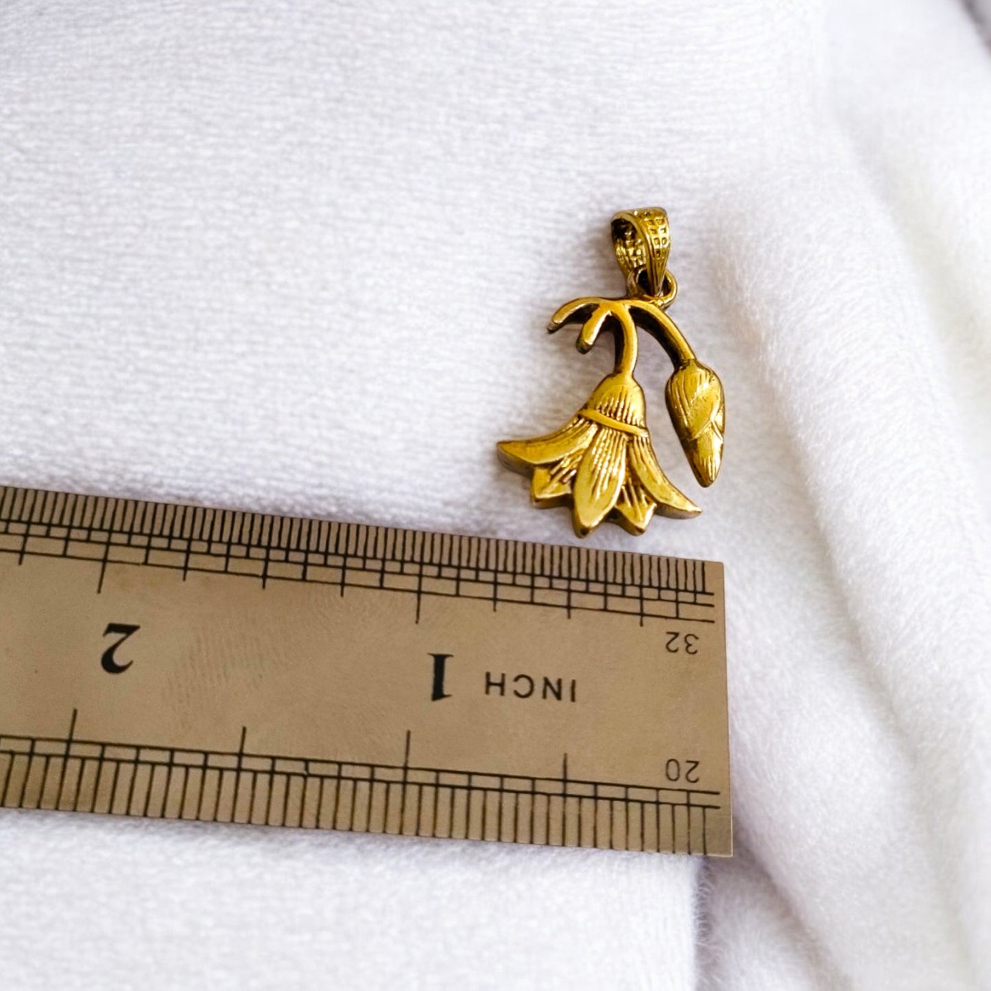 Gold Lotus Flower Pendant, Egyptian Revival Necklace
