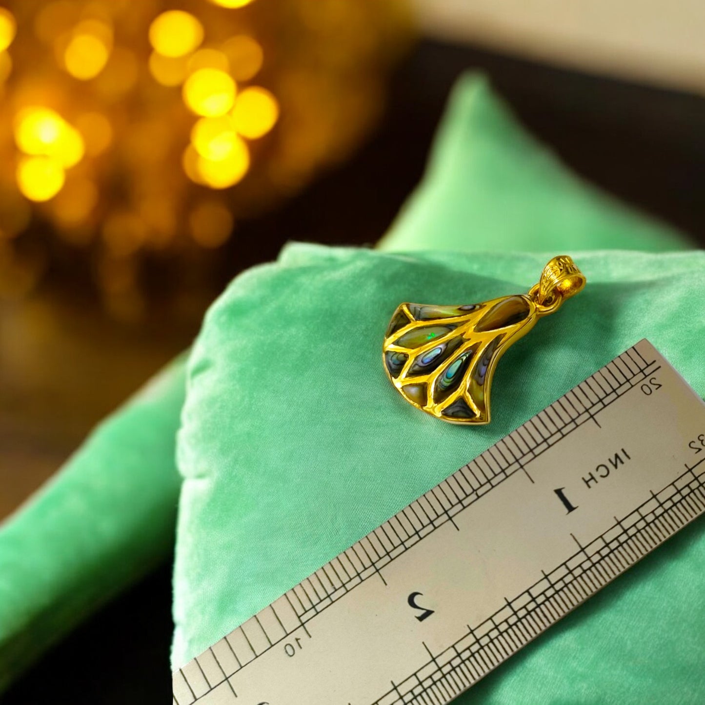 Gold Lotus Flower Abalone Pendant, Egyptian Lily Necklace