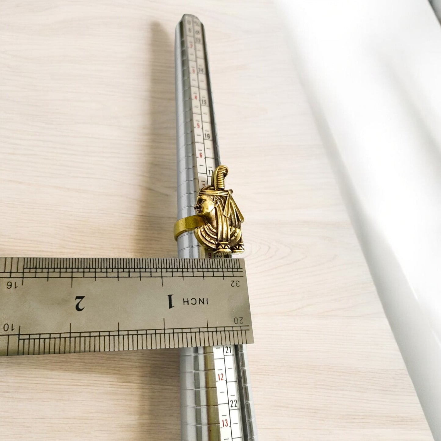 Gold Goddess Maat Ring, Egyptian Talisman, Adjustable Band