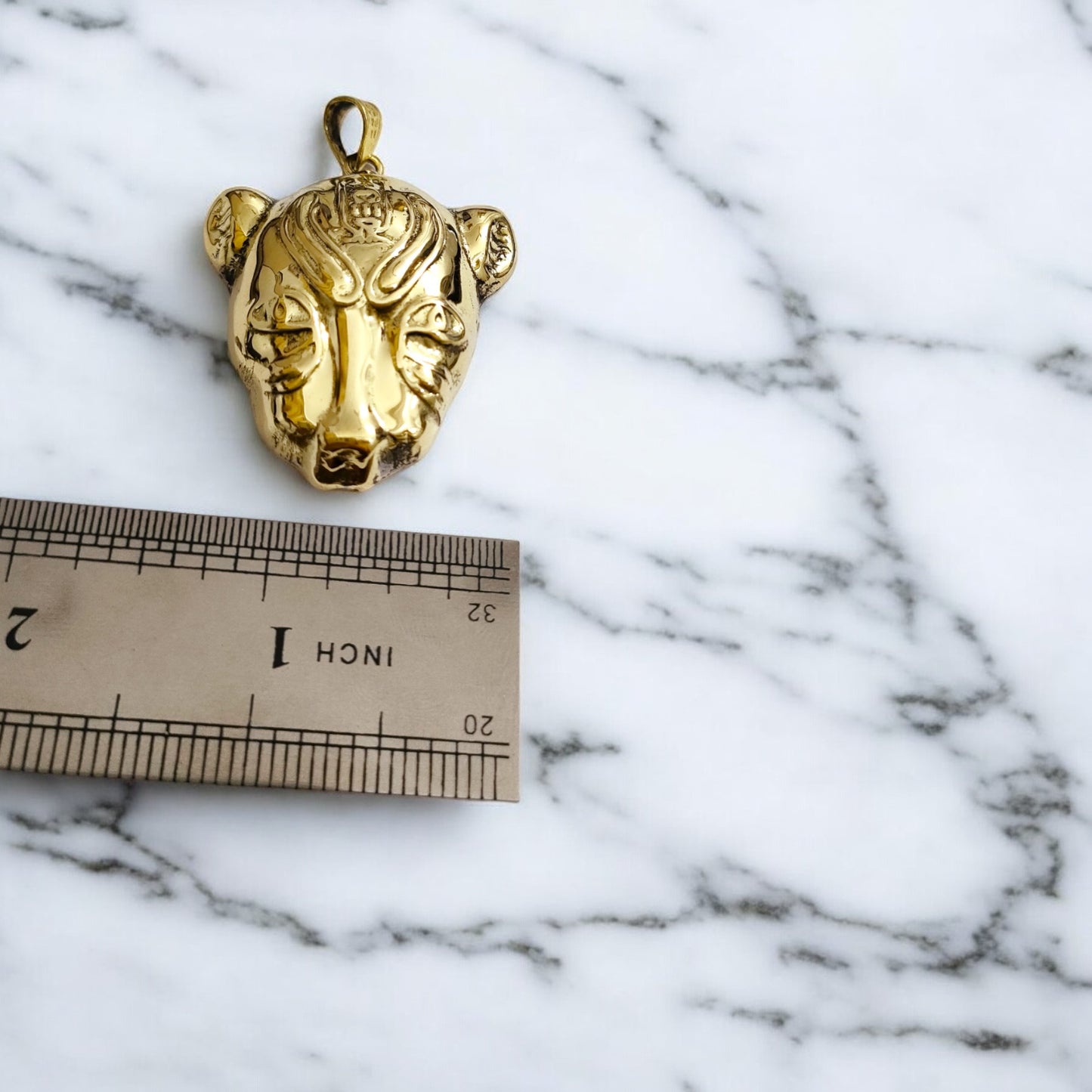 Gold Sekhmet Pendant, Egyptian Revival Lioness Necklace