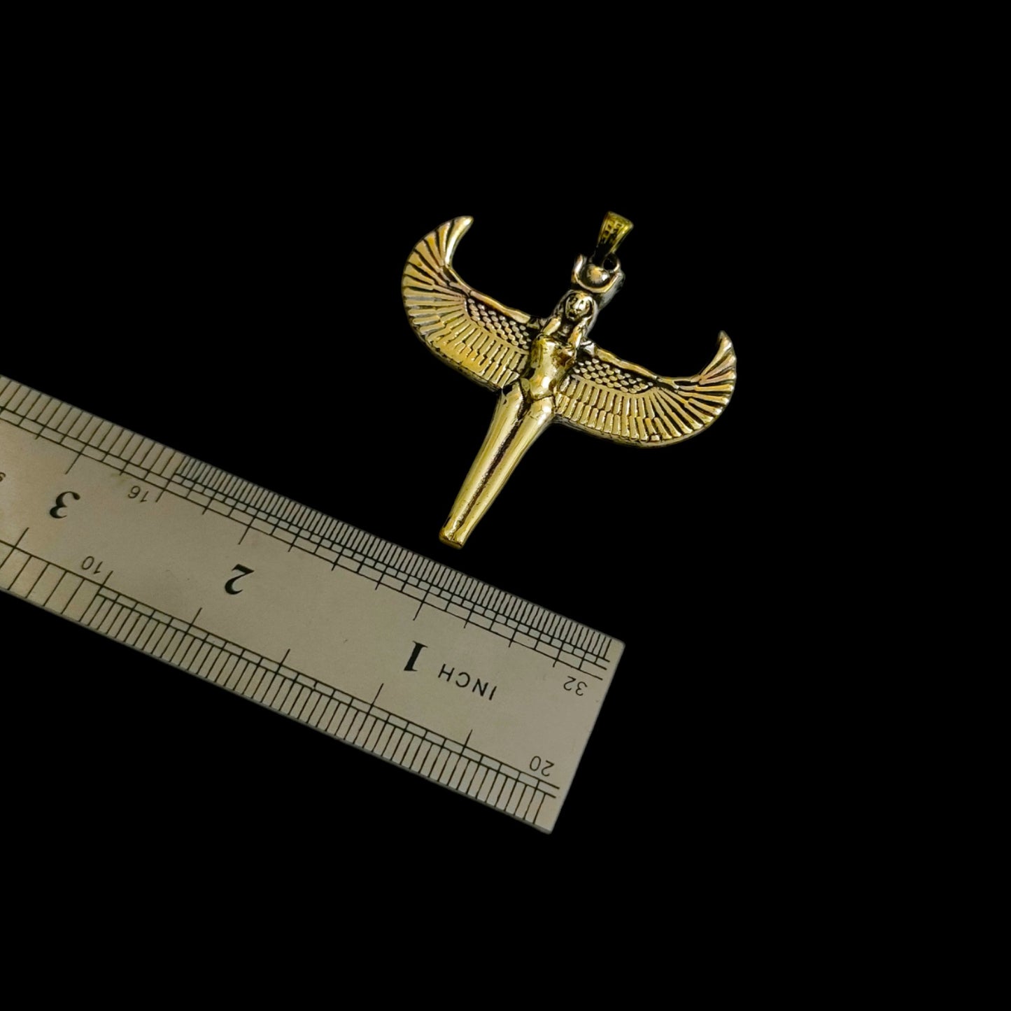 Gold Goddess Isis Pendant, Winged Egyptian Goddess, Egyptian Jewelry, Divine Minimalist Necklace, Gift for Men and Women
