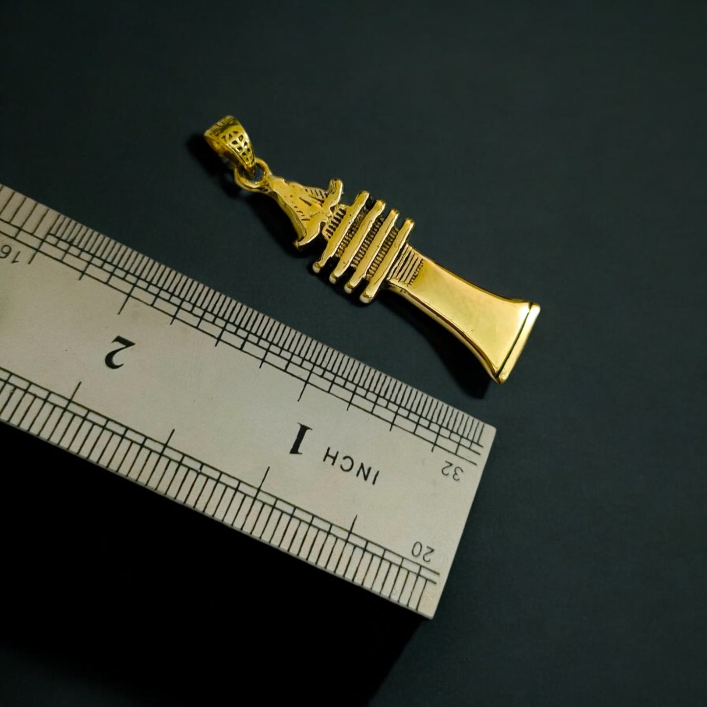 Gold Osirian Djed Pillar Pendant, Egyptian Osirian Talisman Necklace