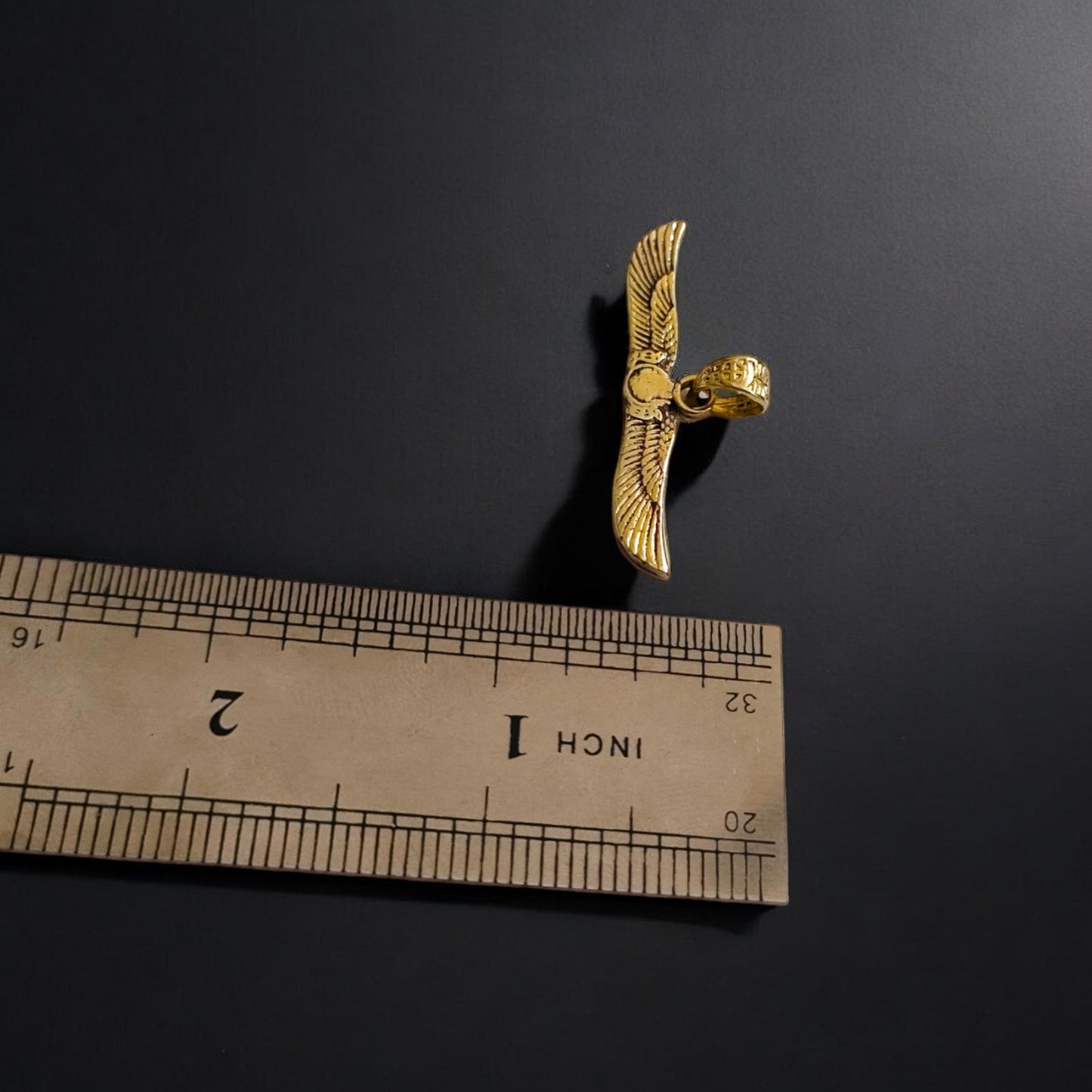Gold Winged Sun Disk Pendant, Egyptian Revival Talisman Necklace