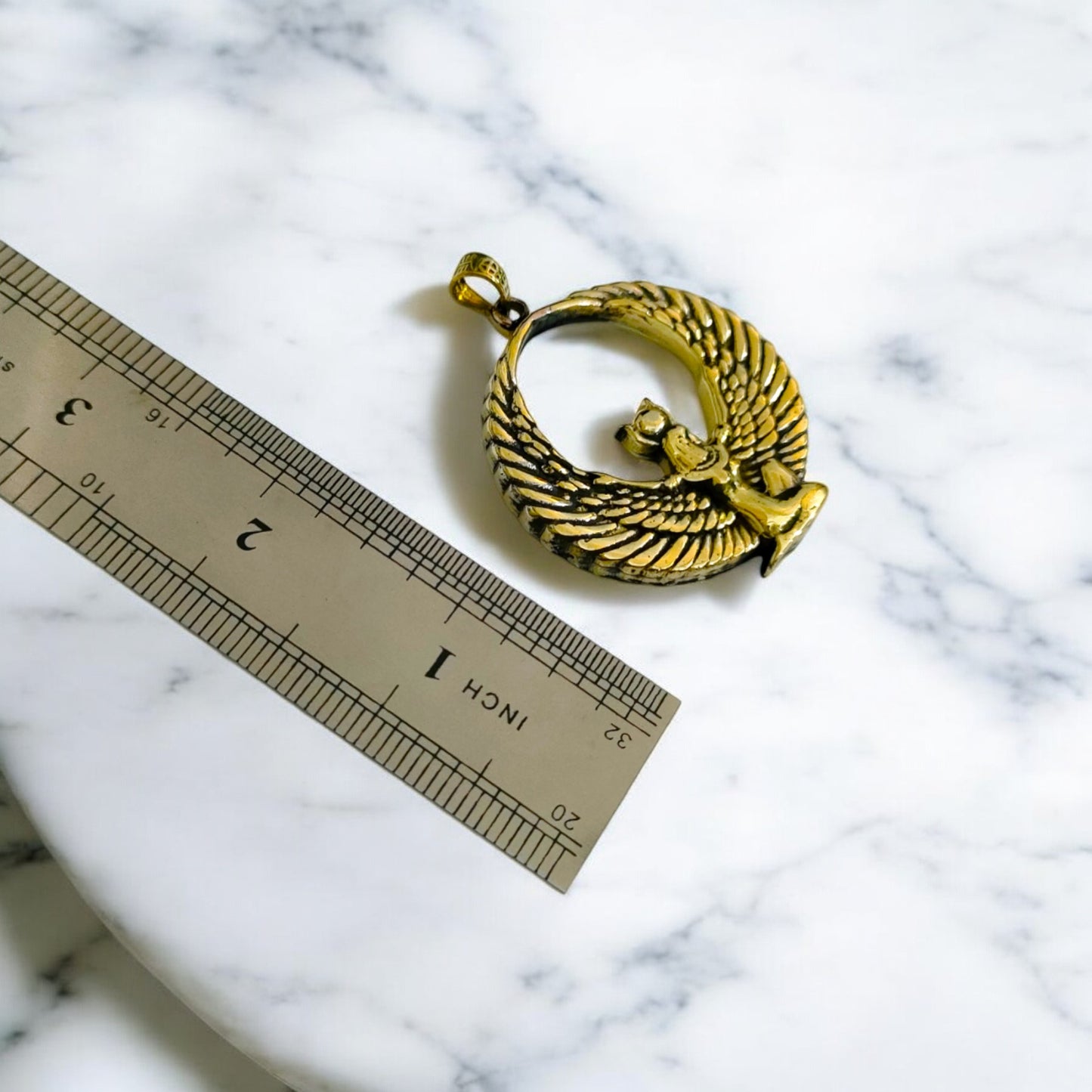 Gold Goddess Isis Pendant, Winged Egyptian Goddess, Egyptian Jewelry, Divine Minimalist Necklace, Gift for Men and Women
