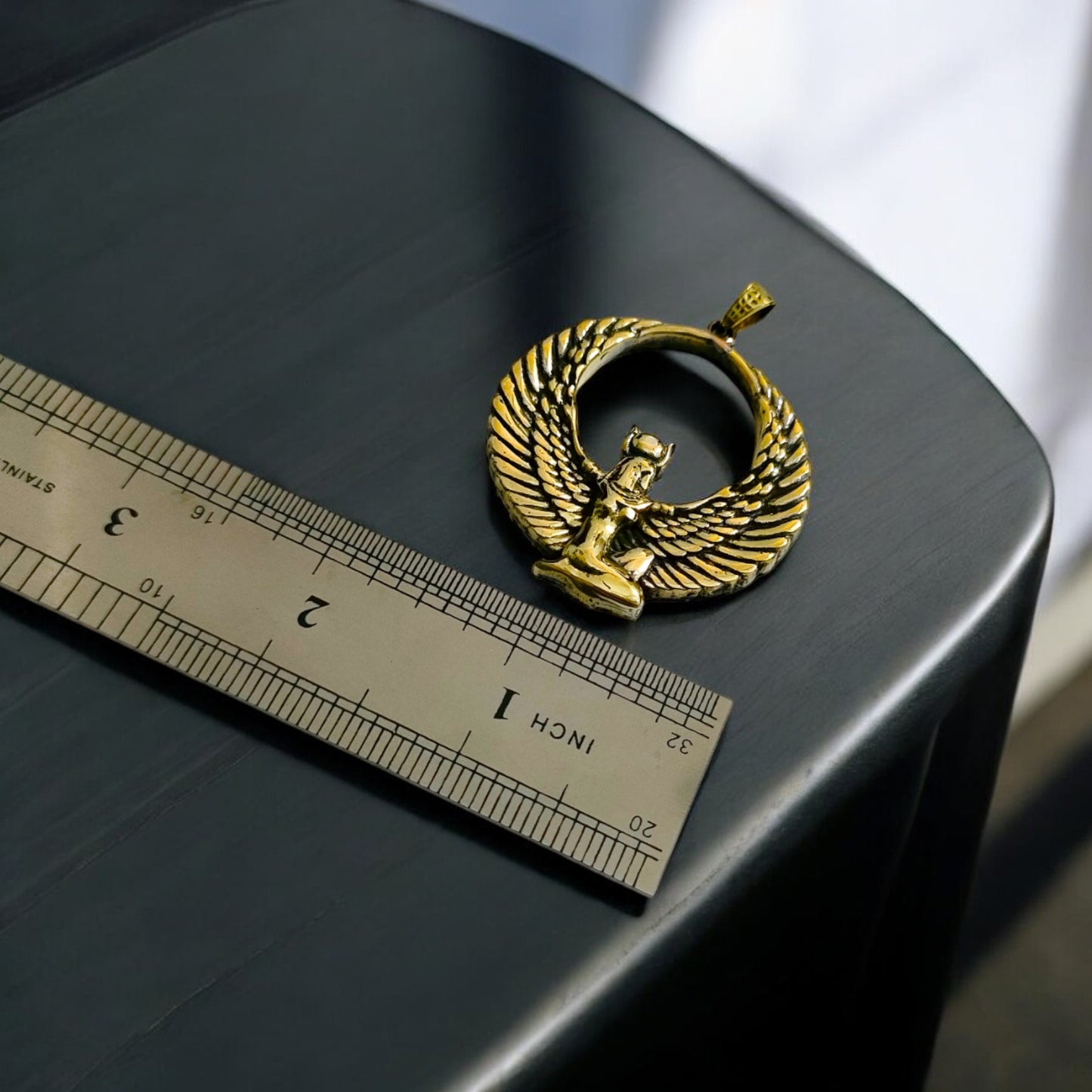 Gold Goddess Isis Pendant, Winged Egyptian Goddess, Egyptian Jewelry, Divine Minimalist Necklace, Gift for Men and Women